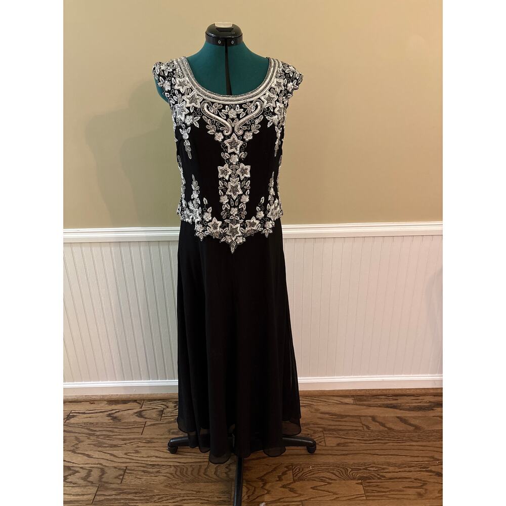 Women’s 8 Vintage Kara New York Black Beaded‎ Evening Gown EUC